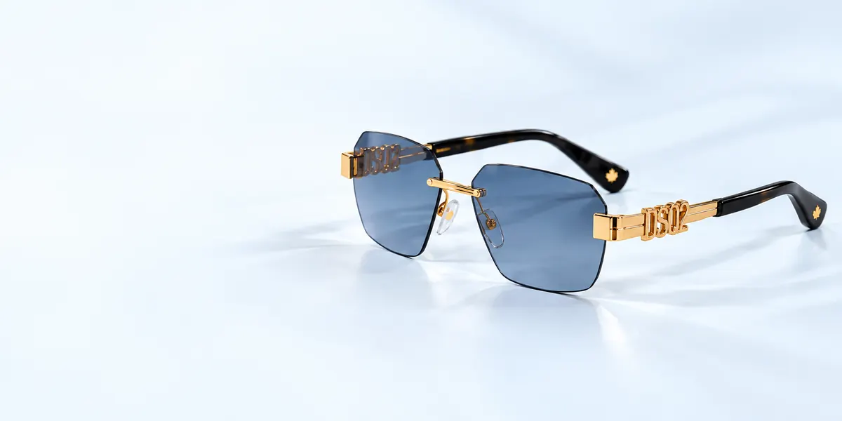 Occhiali da sole Dsquared2 con lenti azzurre e astine dorate